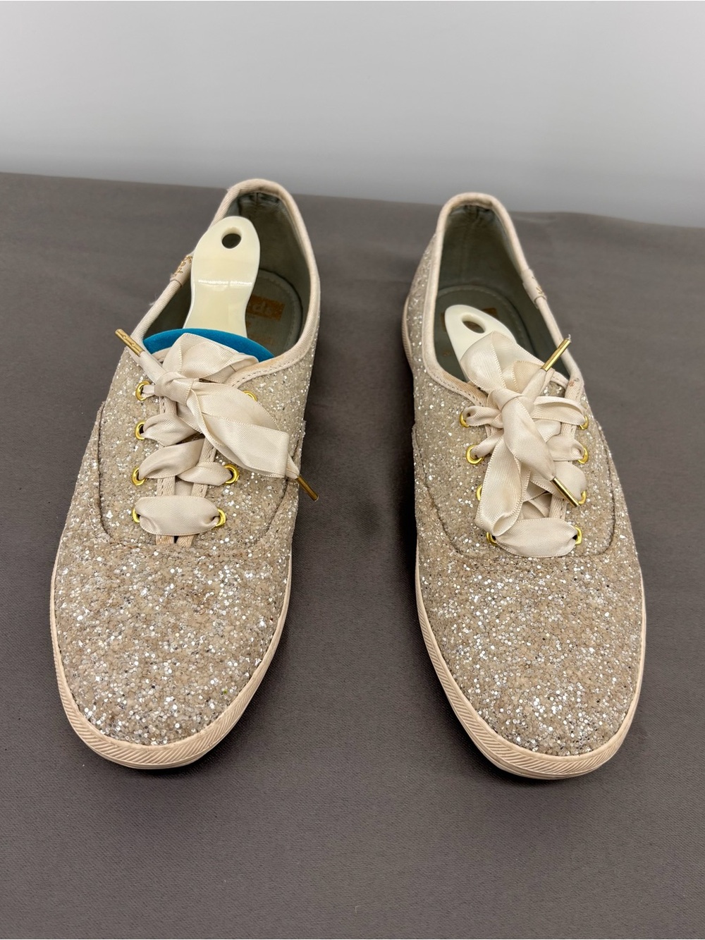 Kate Spade and Keds Women's Glitter Lace-Up Sneakers in Champagne
